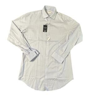 NWT T.M. Lewin Button Up Shirt Men Large/16.5 Light Blue Oxford Fitted LS French